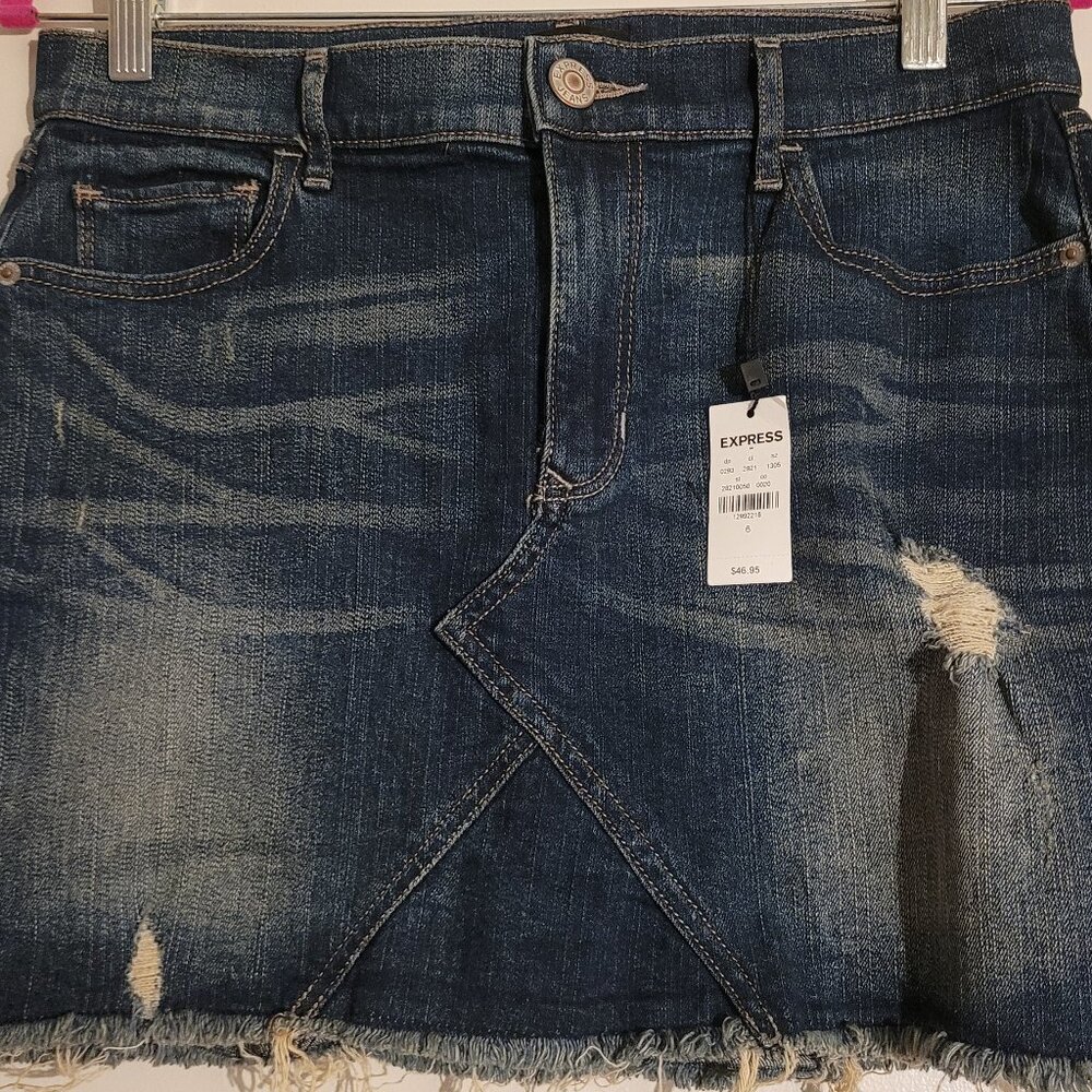 Express Distressed Jean Skirt - Size 6 with tags